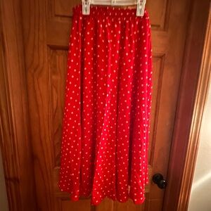 Vibrant Red Polka Dot A-Line Skirt